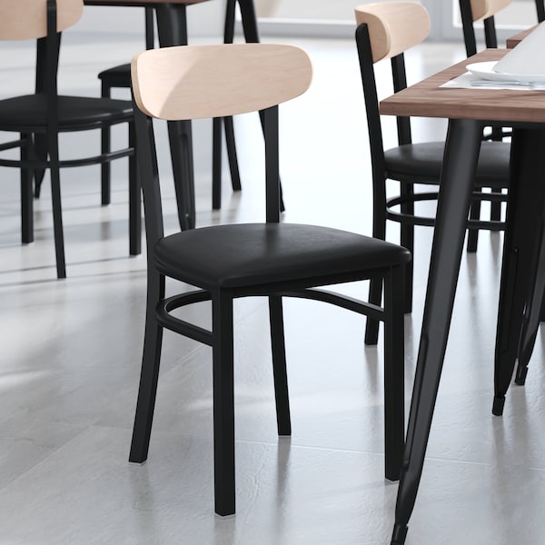 Flash Furniture Black Vinyl Seat Dining Chair with Natural Wood Back XU-DG6V5BV-NAT-GG - main